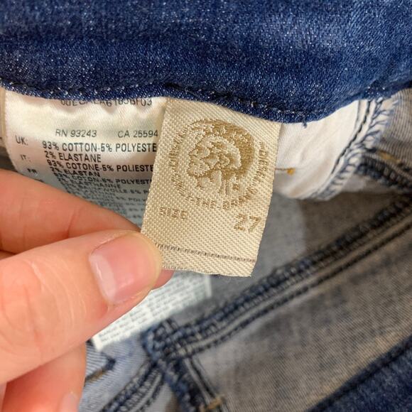 Diesel Jeans Womens 27 Regular Waist Super Slim Skinny Stretch Distressed Knee - Picture 13 of 15